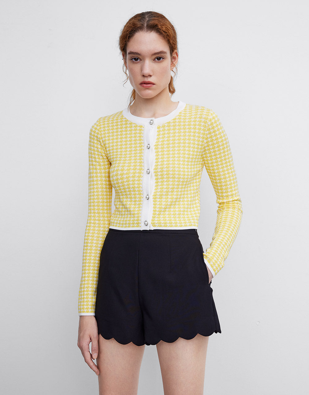 Checkered Tweed Cardigan