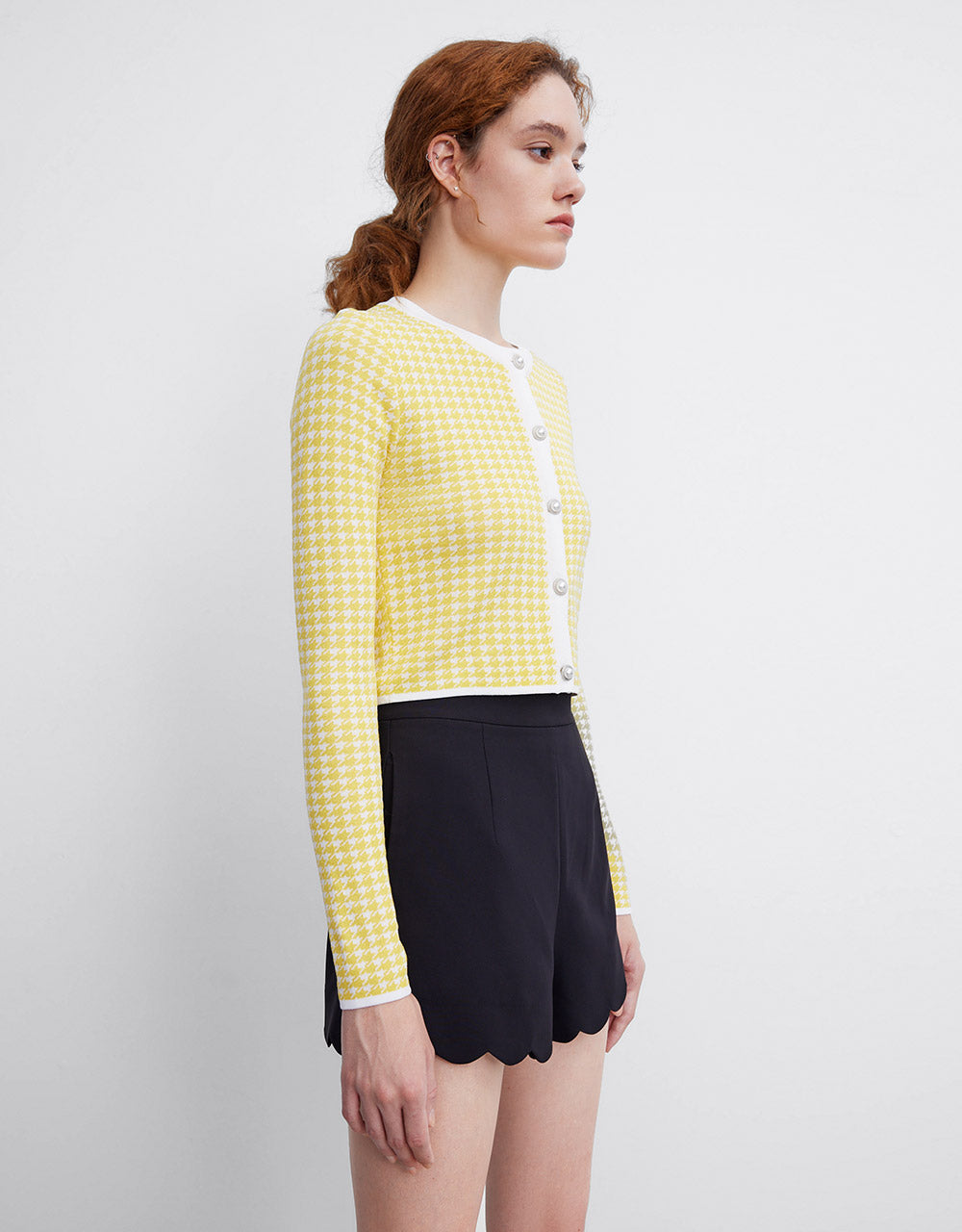 Checkered Tweed Cardigan