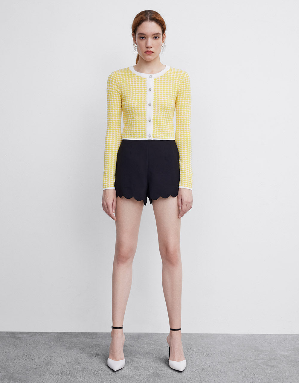 Checkered Tweed Cardigan