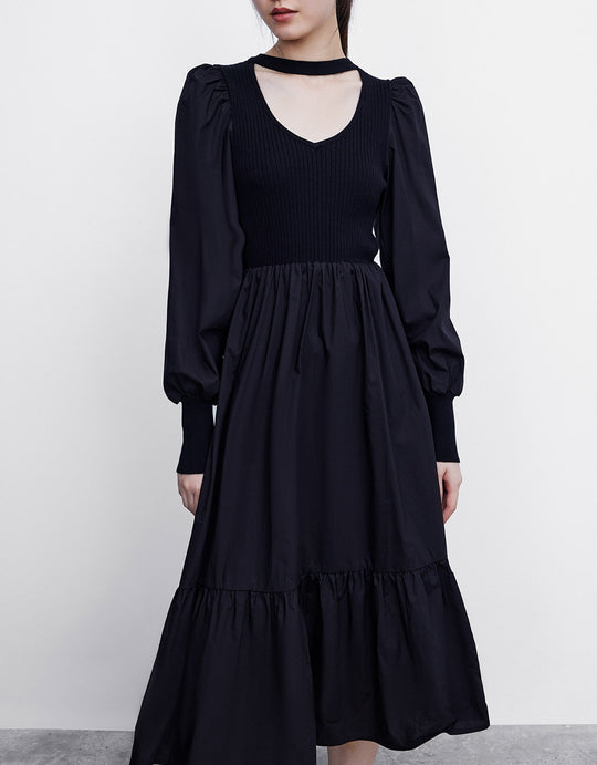 Combination Cut Out Knit Dress