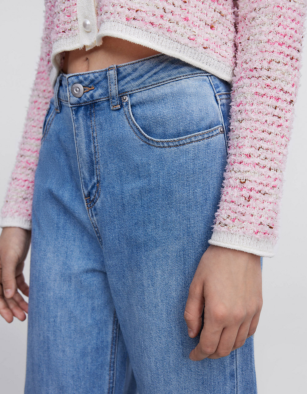 Slit Hem Wide Leg Jeans