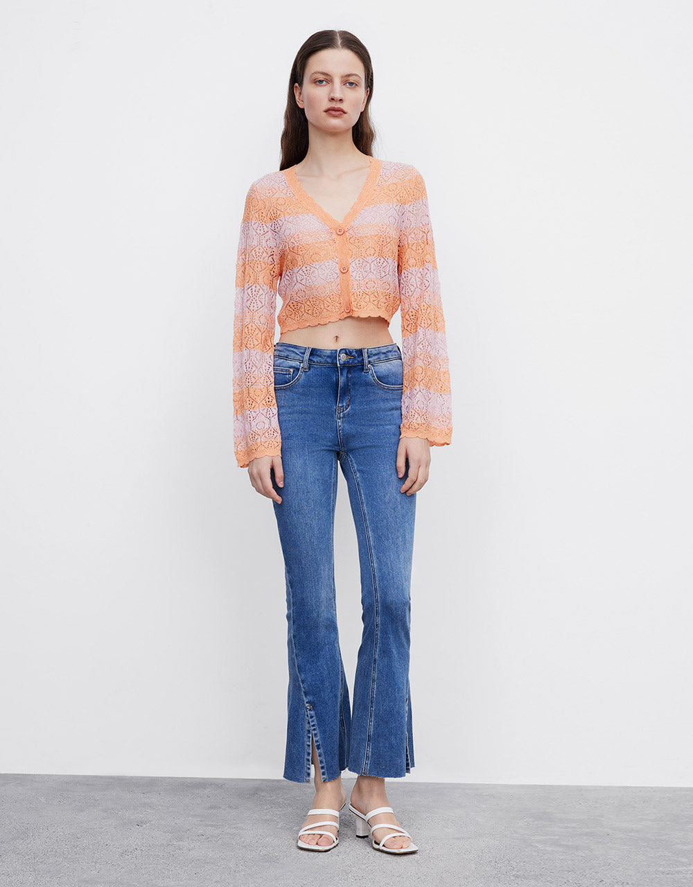 Slit Hem Flare Jeans
