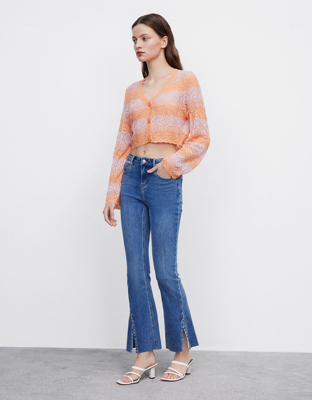 Slit Hem Flare Jeans
