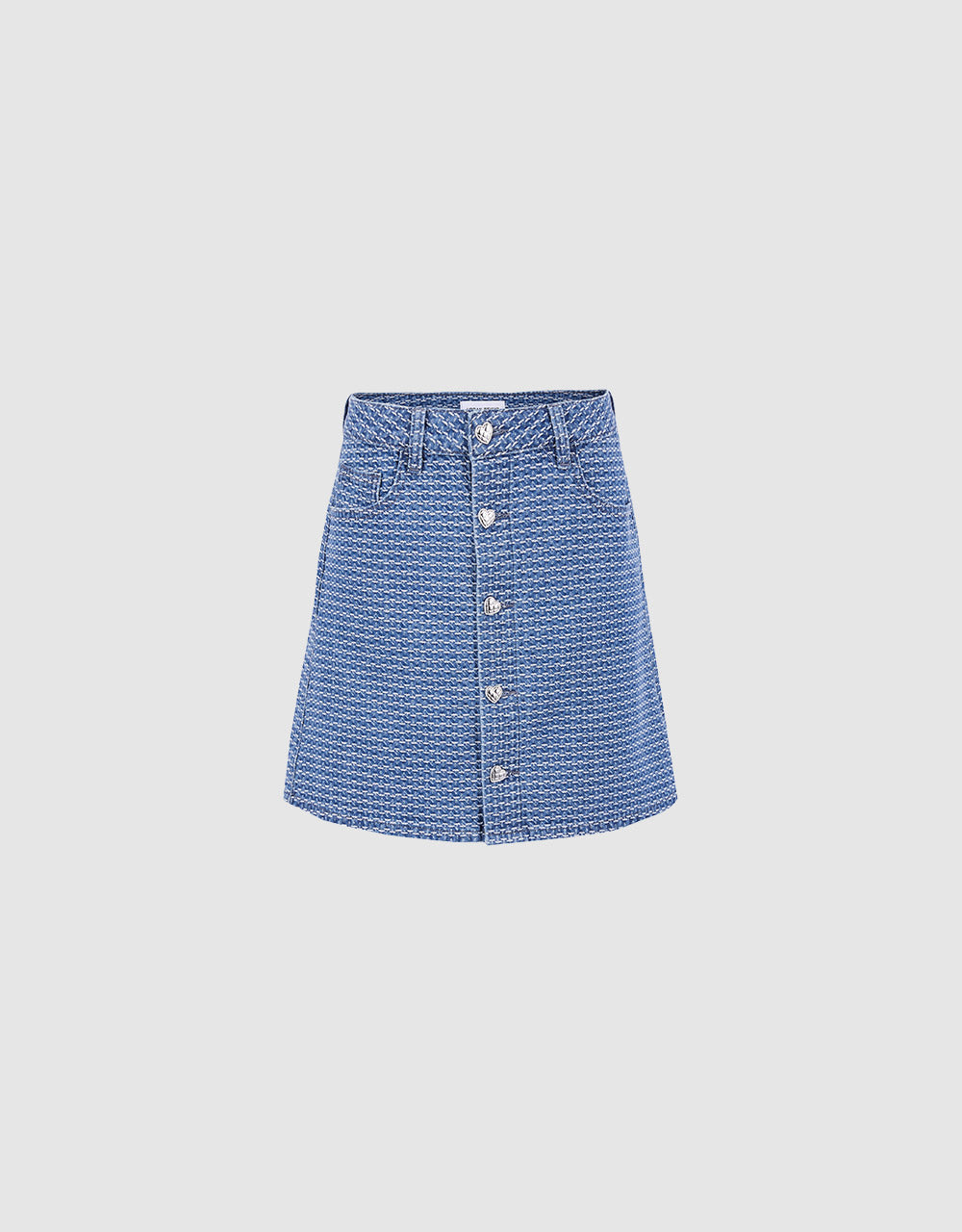 Denim Skirt With Heart Buttons