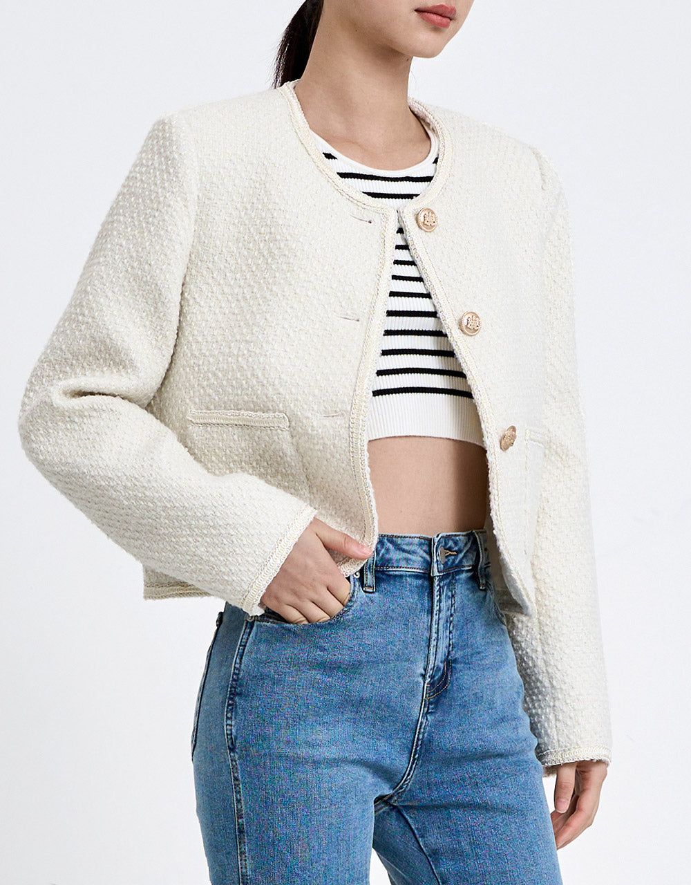 Buttoned Tweed Jacket