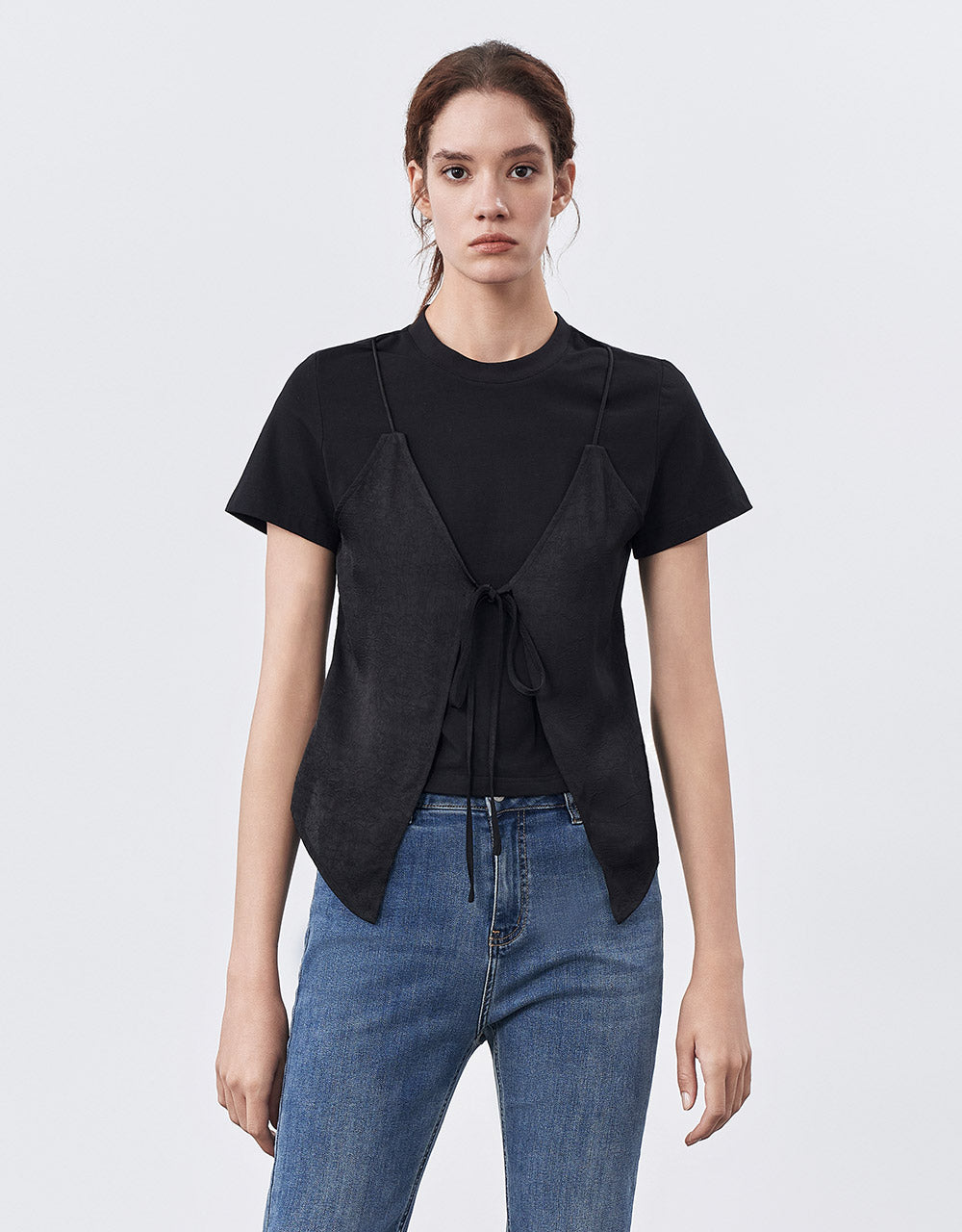 Combination Tie Front T-Shirt