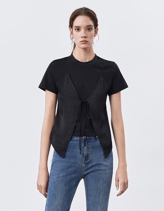 Combination Tie Front T-Shirt