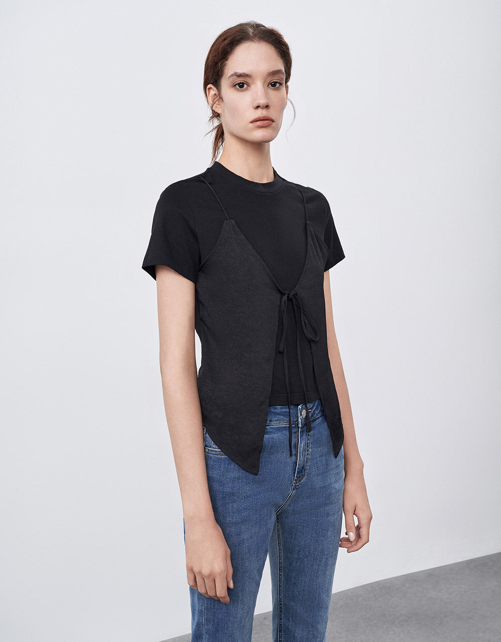 Combination Tie Front T-Shirt