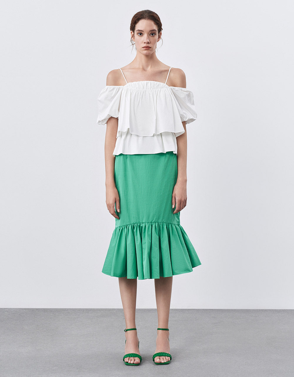 Ruffled Midi Skirt
