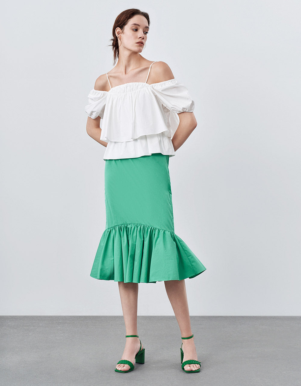 Ruffled Midi Skirt
