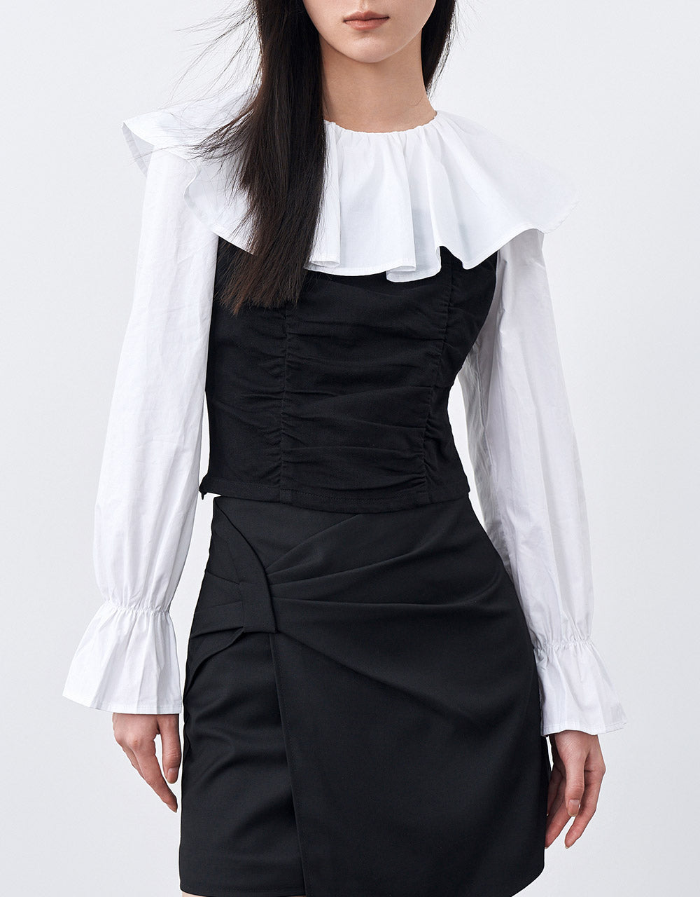 Combination Ruffled Blouse