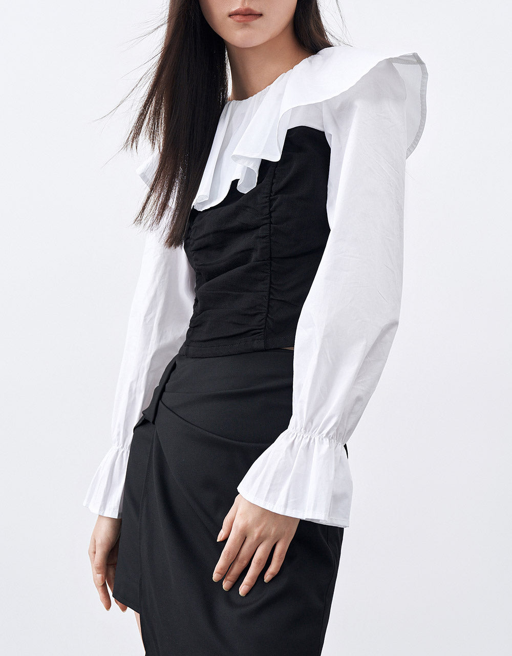 Combination Ruffled Blouse
