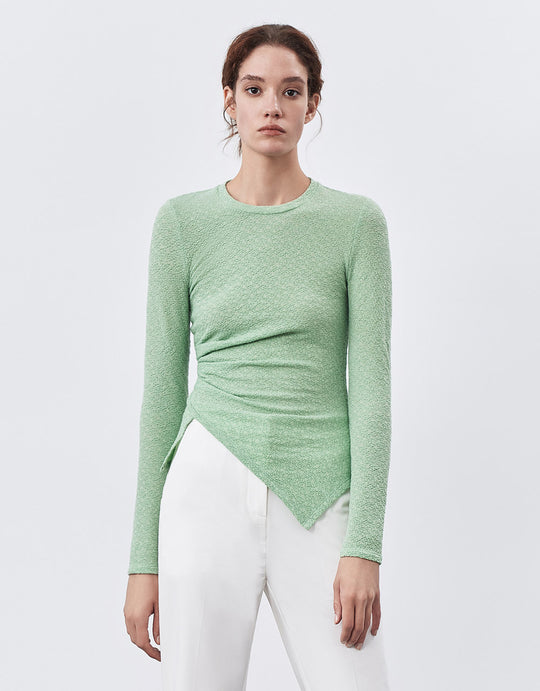 Asymmetrical Hem Textured T-Shirt