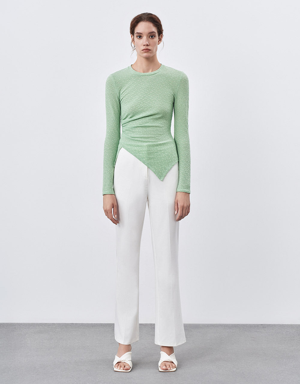 Asymmetrical Hem Textured T-Shirt
