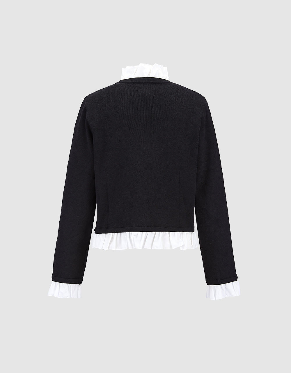 Contrast Ruffled Hem Cardigan