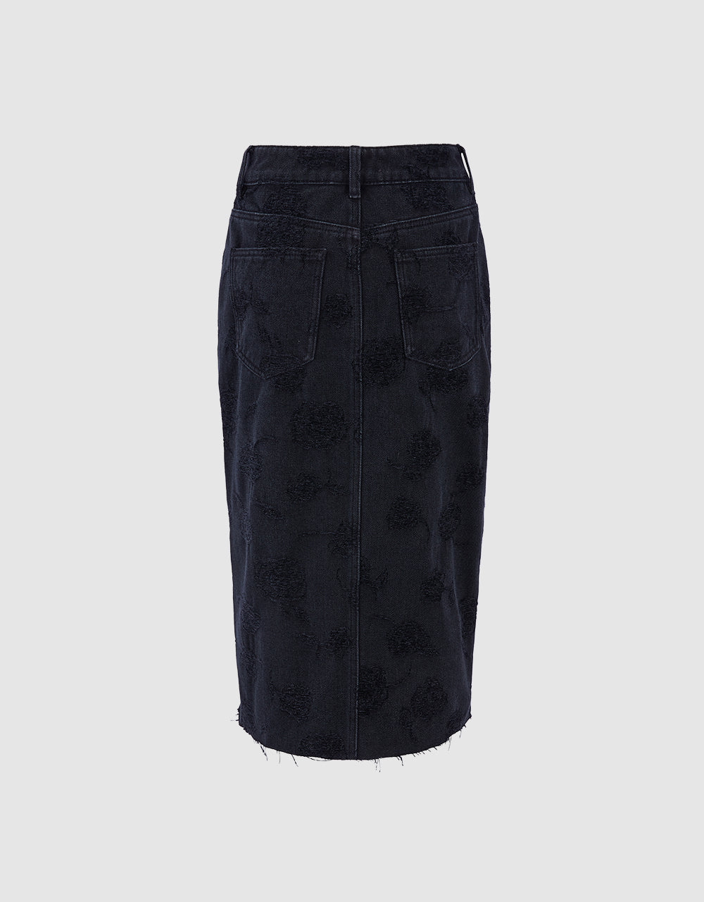 Printed Slit Hem Denim Skirt