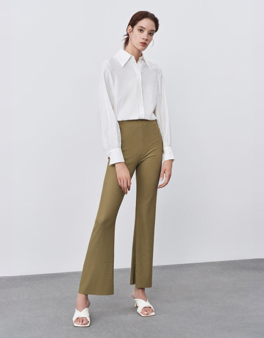 Textured Wide Leg Pants