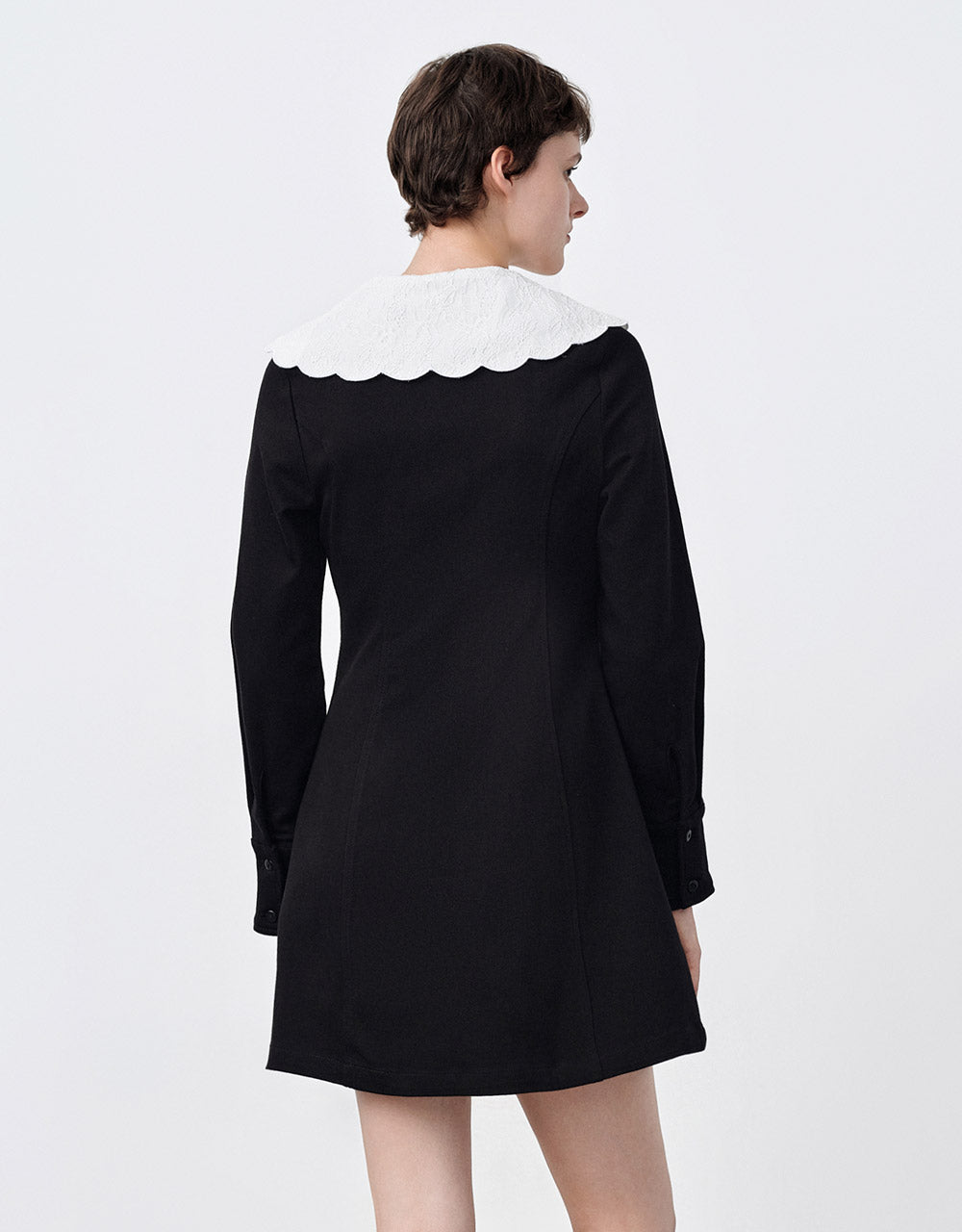 Contrast Collar Denim Mini Dress