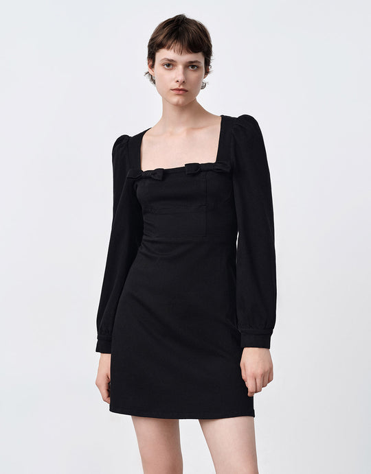 Bow Detail Denim Dress