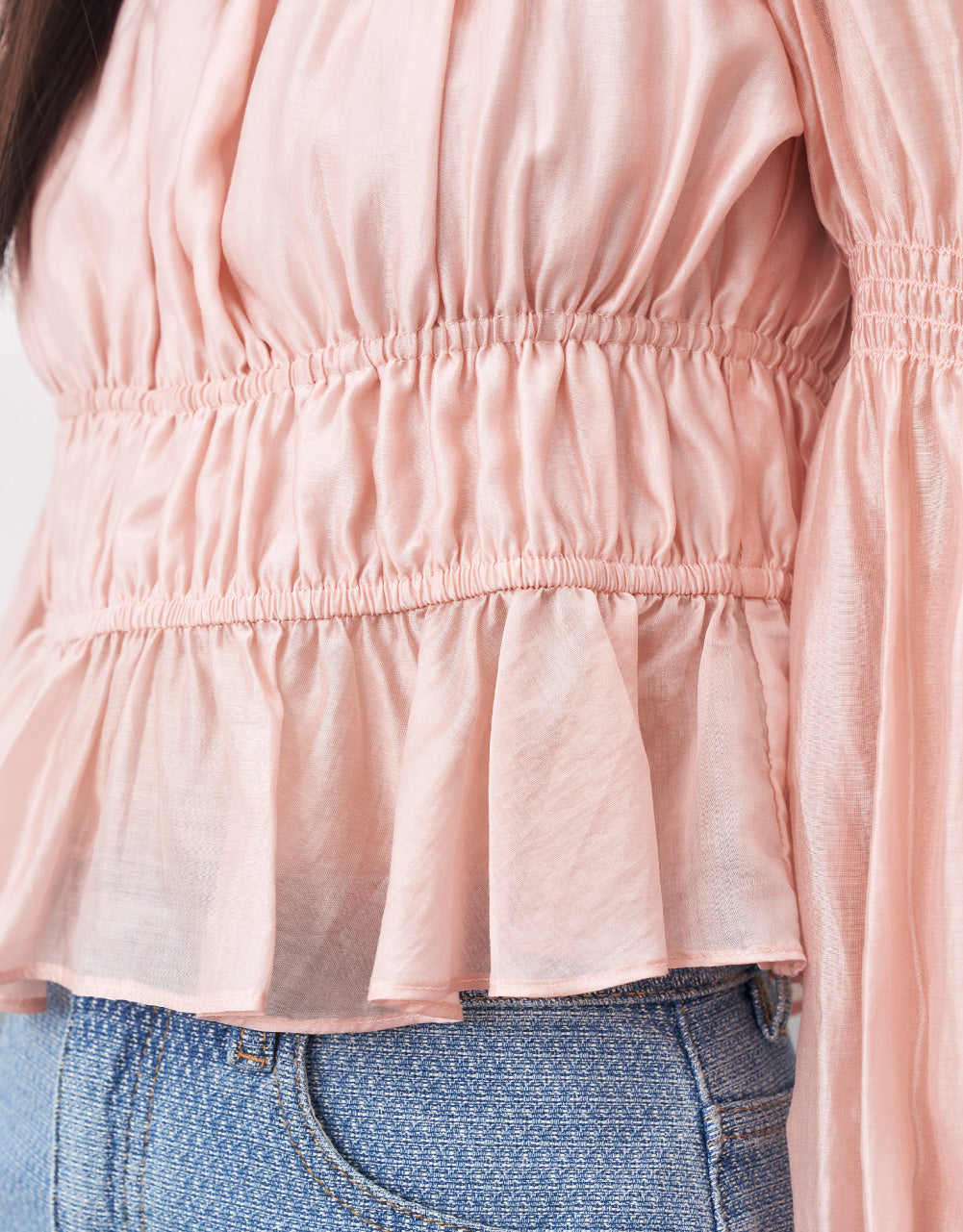 Satin Effect Ruffled Blouse