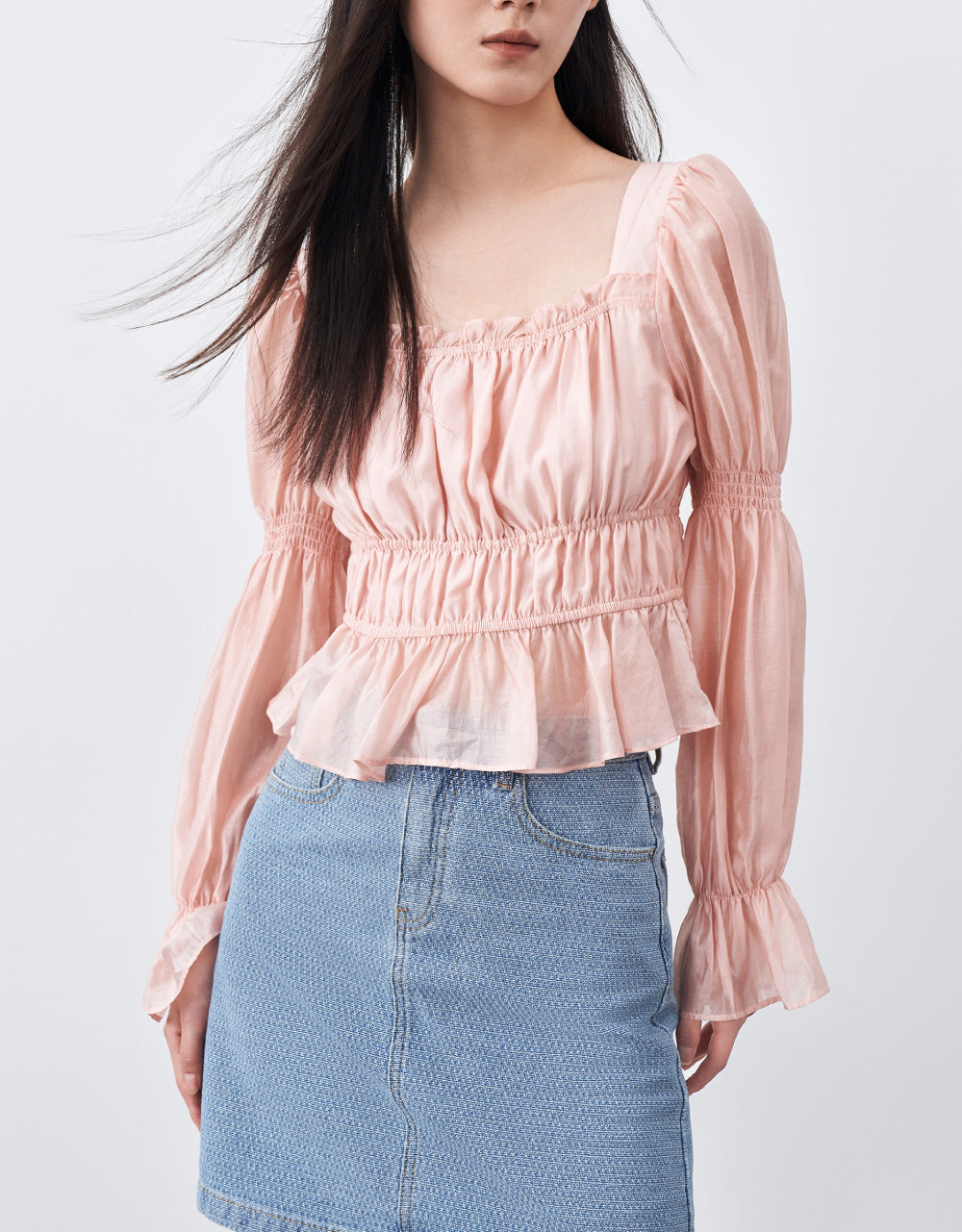 Satin Effect Ruffled Blouse