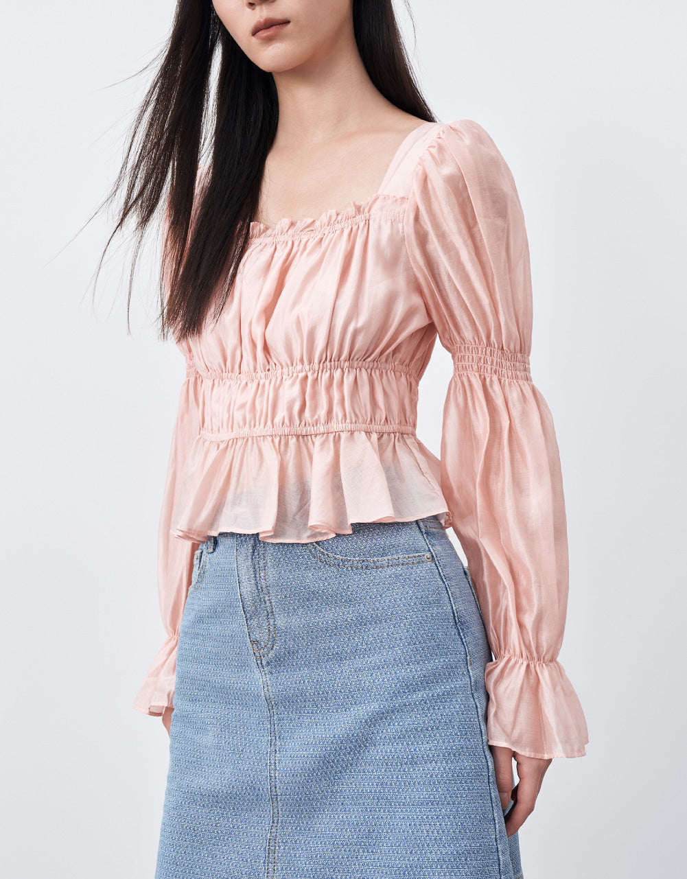 Satin Effect Ruffled Blouse