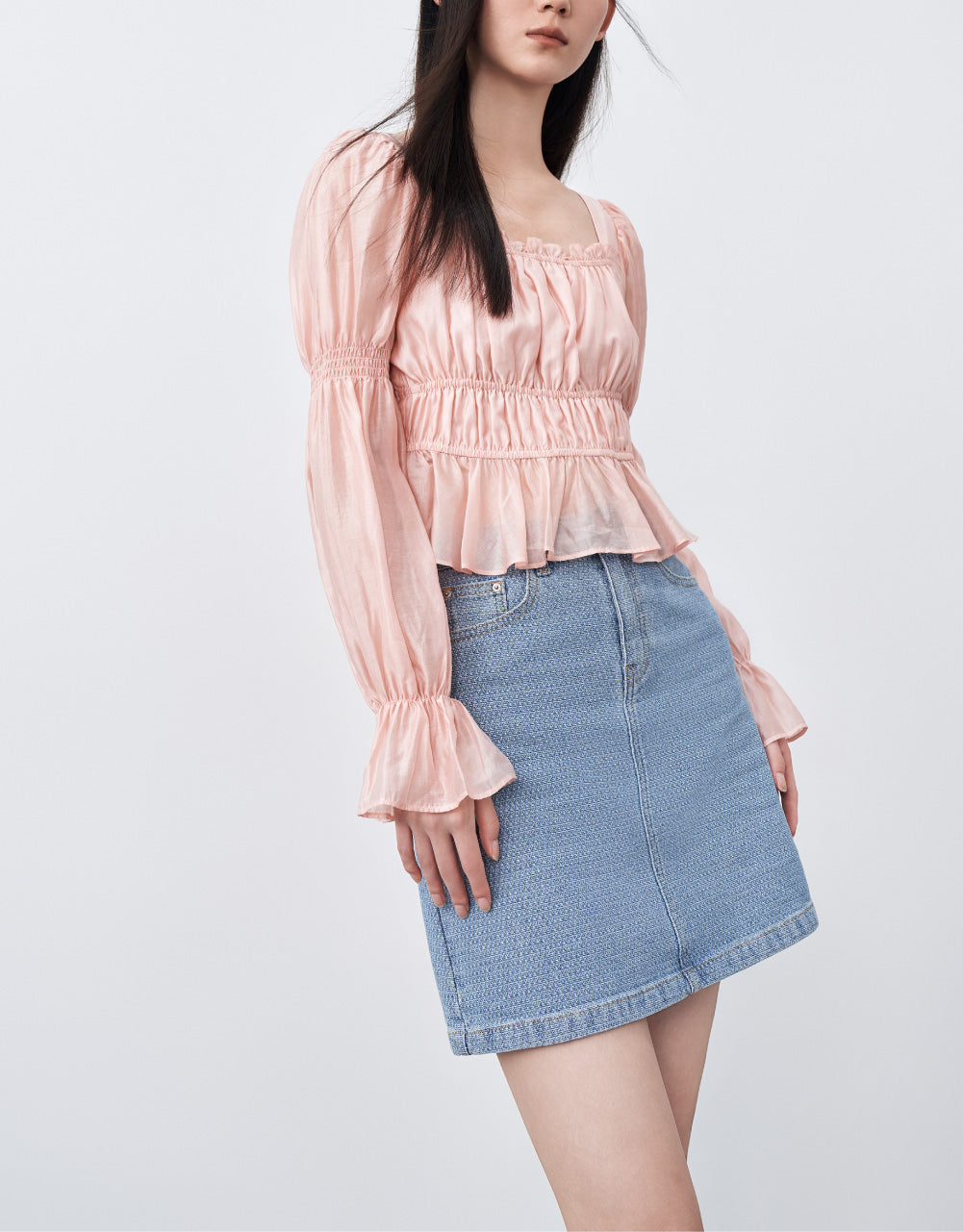 Satin Effect Ruffled Blouse