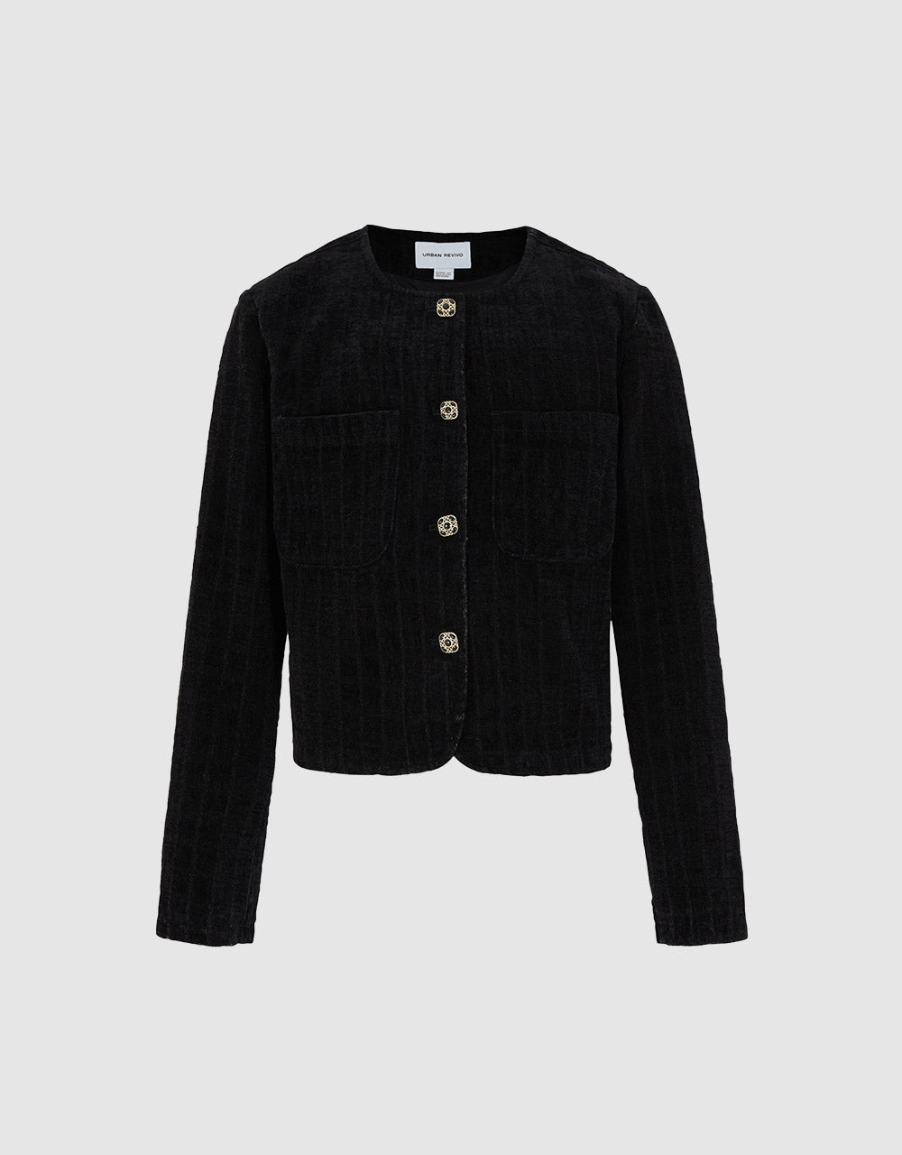 Patch Pocket Checkered Denim Jacket
