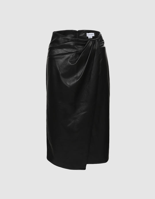 Faux Leather Wrapped Midi Skirt