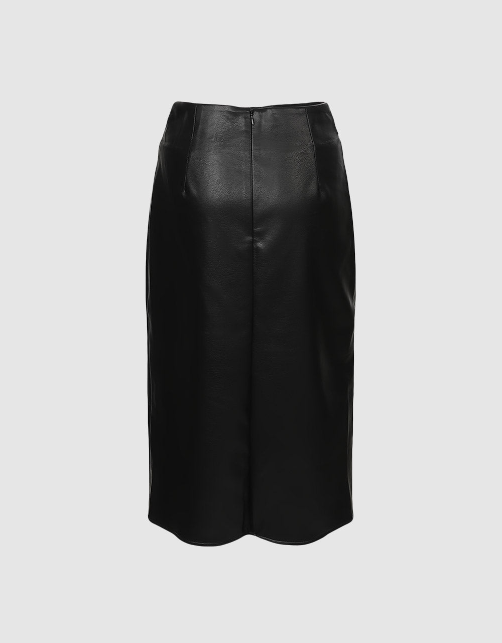 Faux Leather Wrapped Midi Skirt