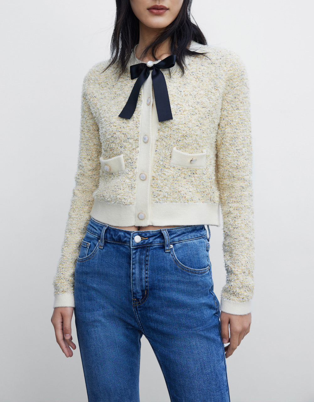 Bowknot Detail Knit Cardigan