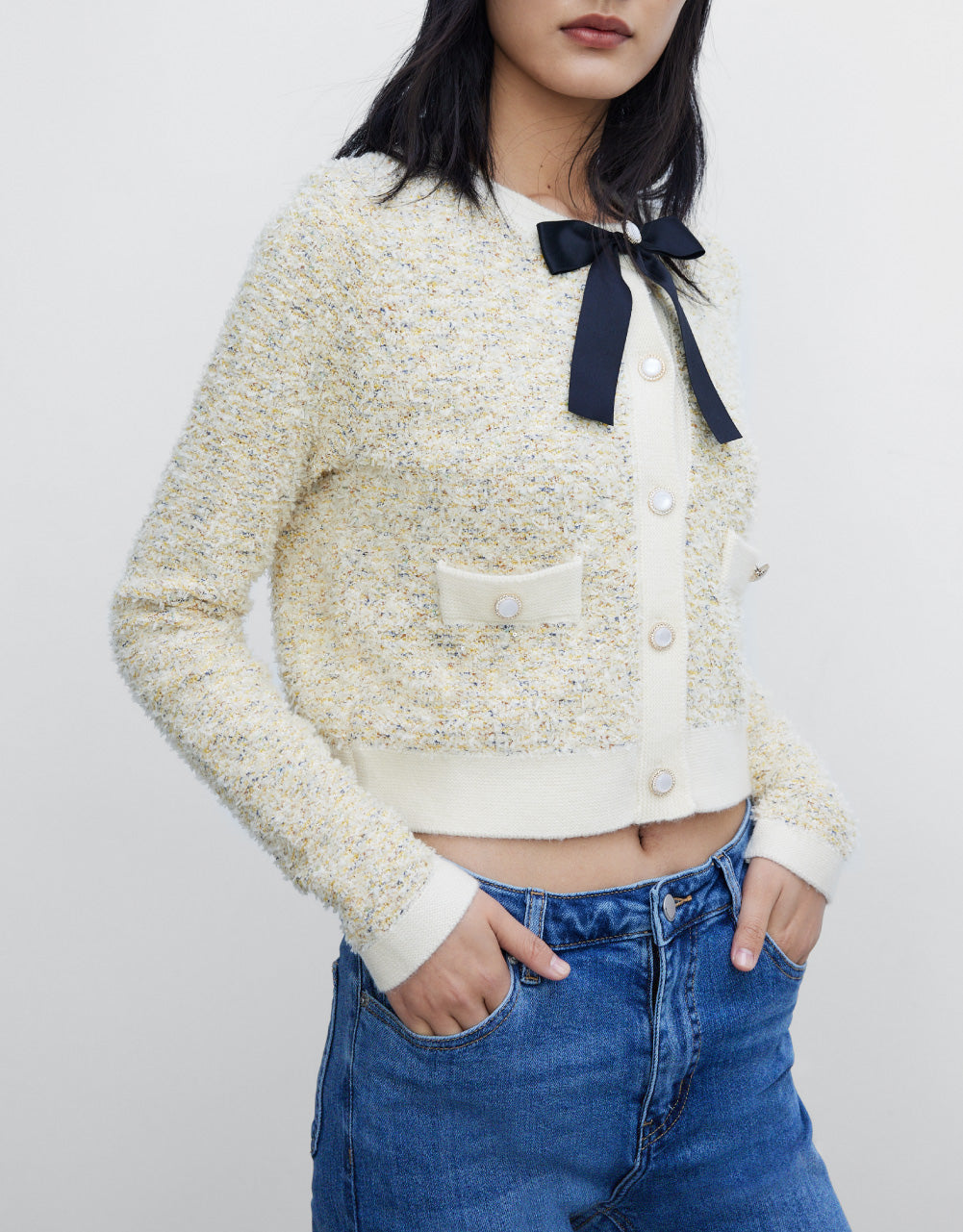 Bowknot Detail Knit Cardigan