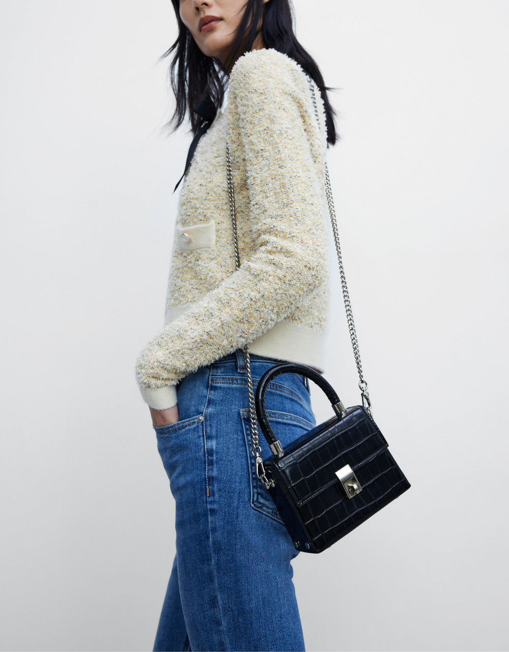 Bowknot Detail Knit Cardigan