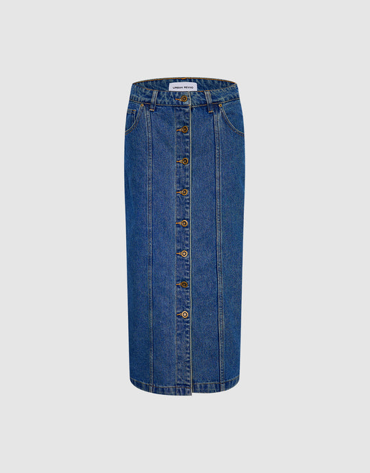 Button Up Denim Skirt