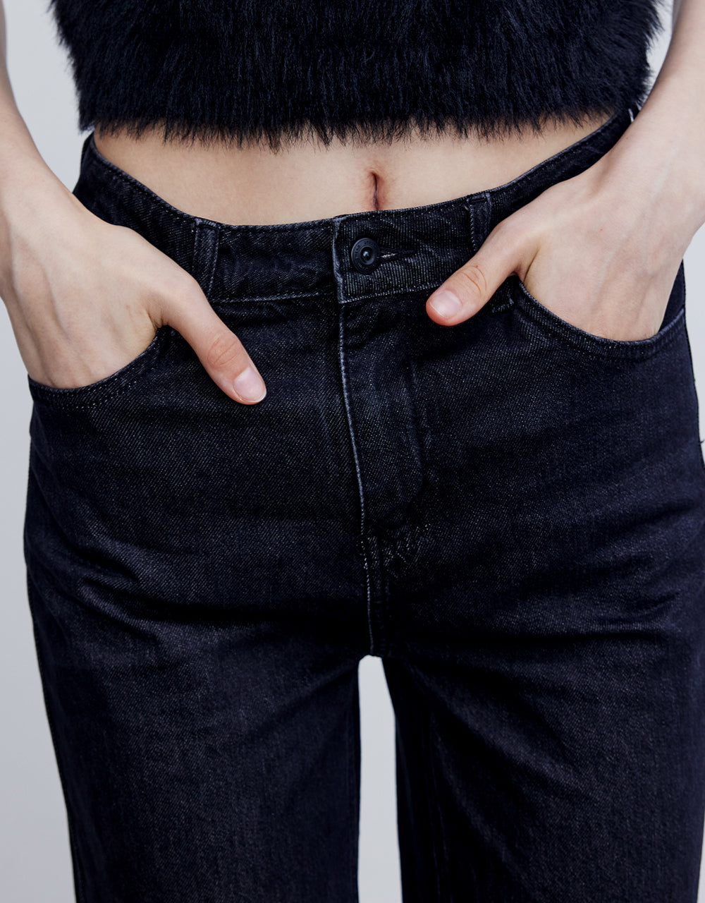 Roll Up Hem Wide Leg Jeans