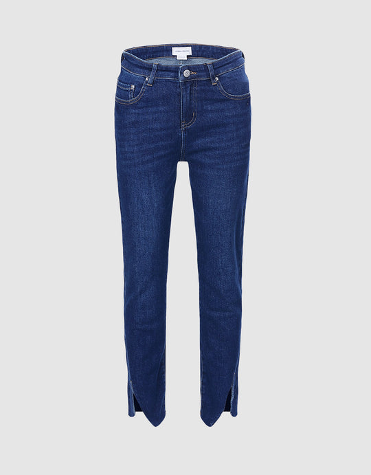 Slit Hem Straight Jeans