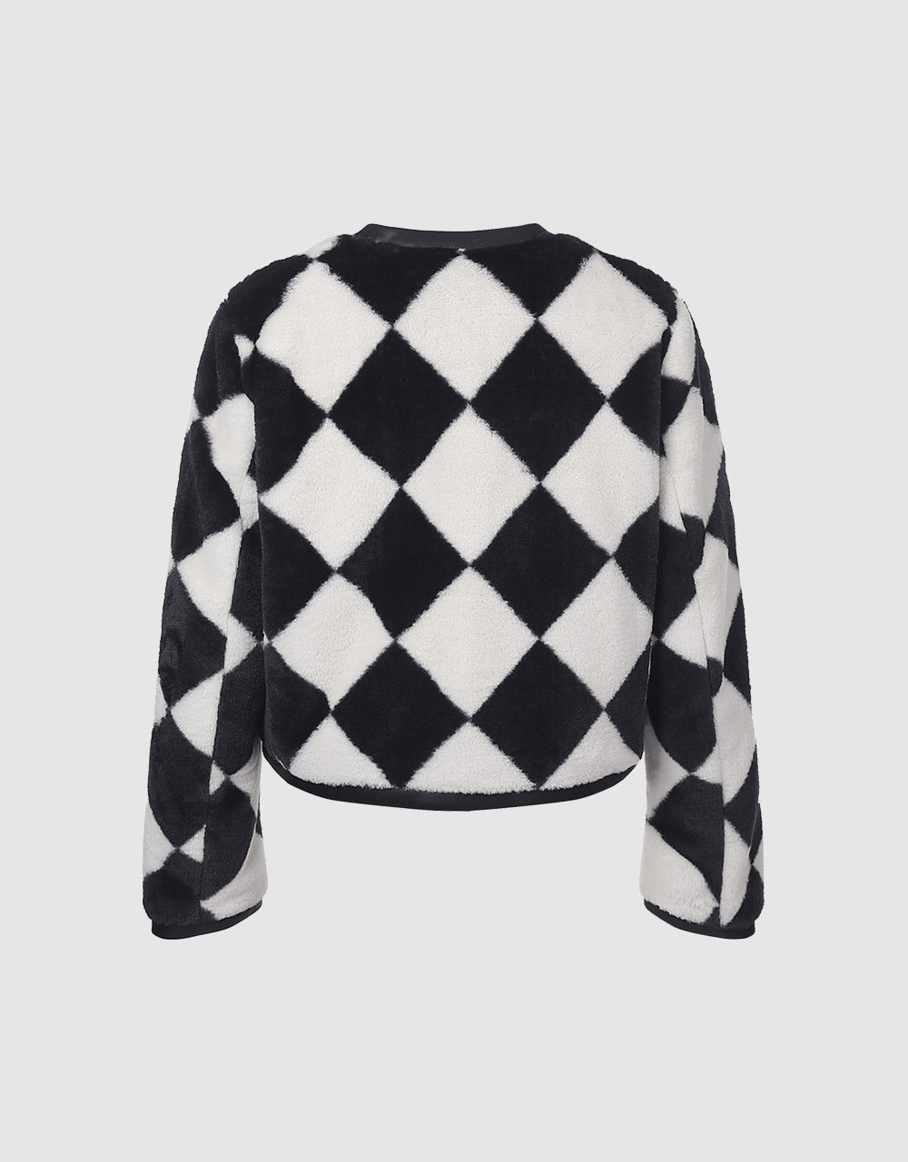Checkered Faux Fur Jacket