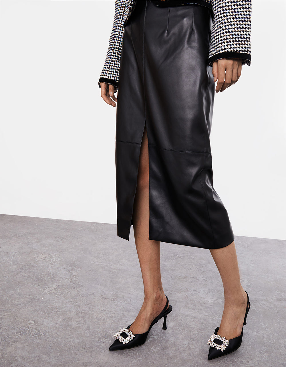 Faux Leather Midi Skirt