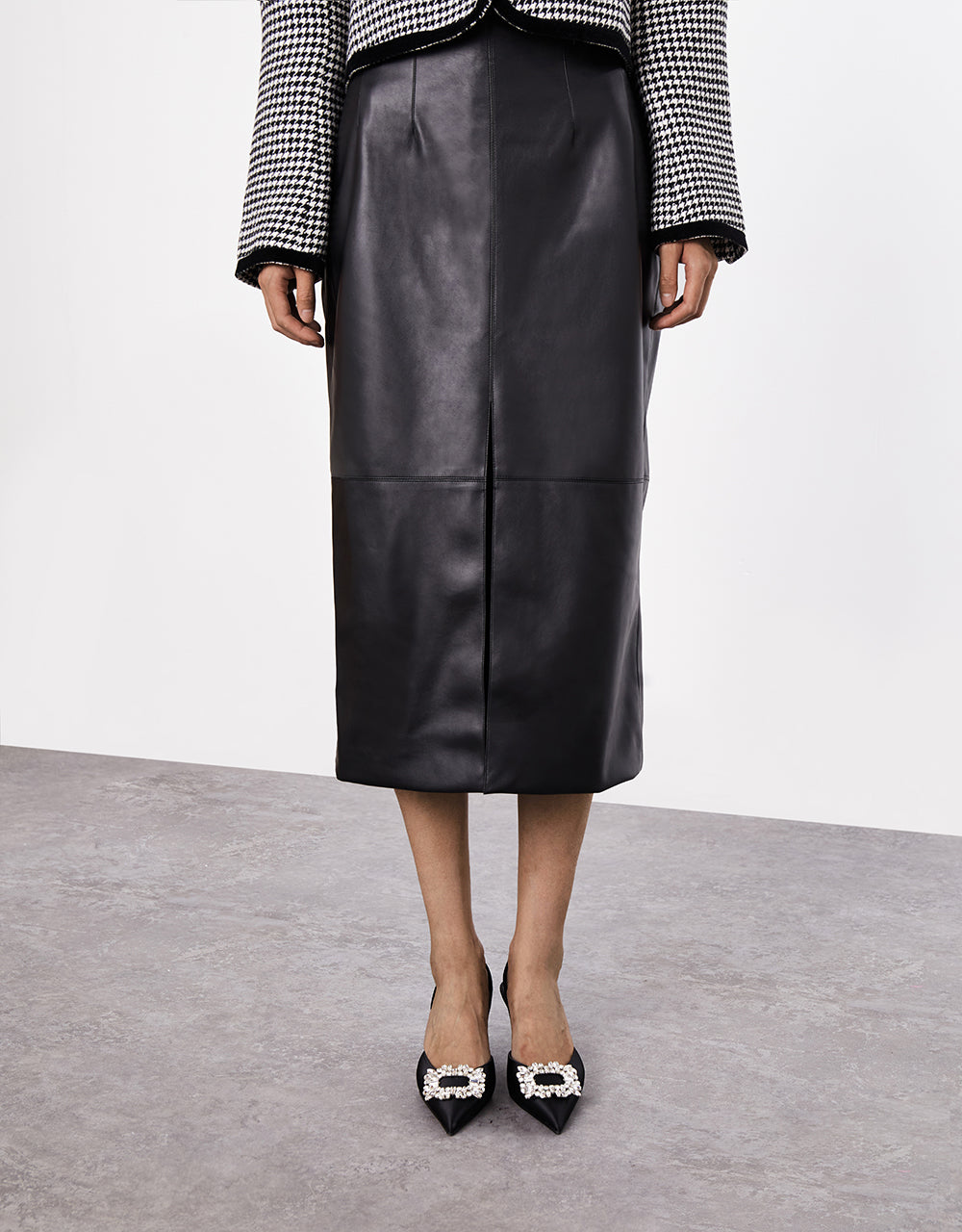 Faux Leather Midi Skirt