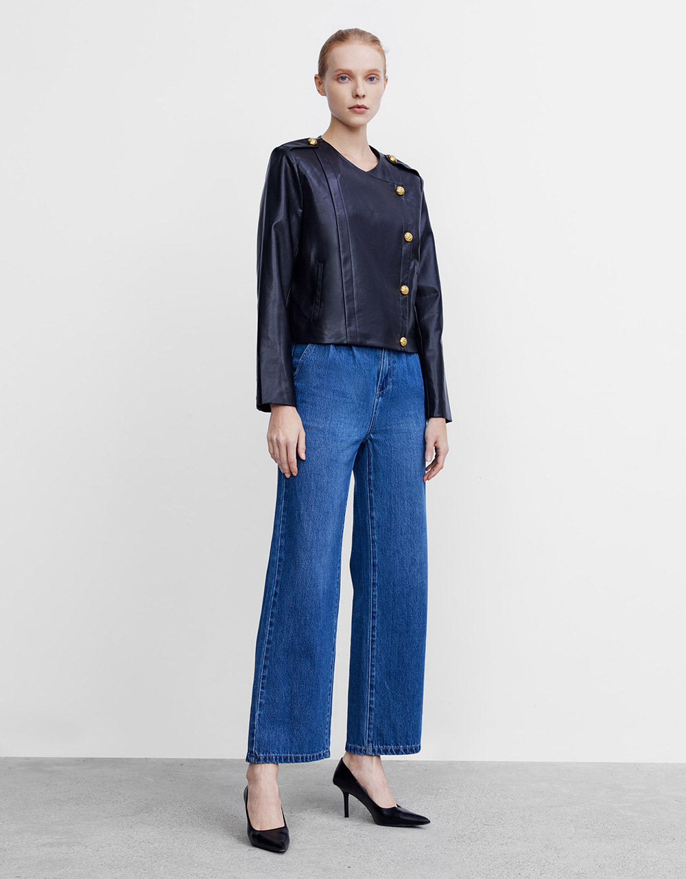 Mid Waist Wide Leg Jeans