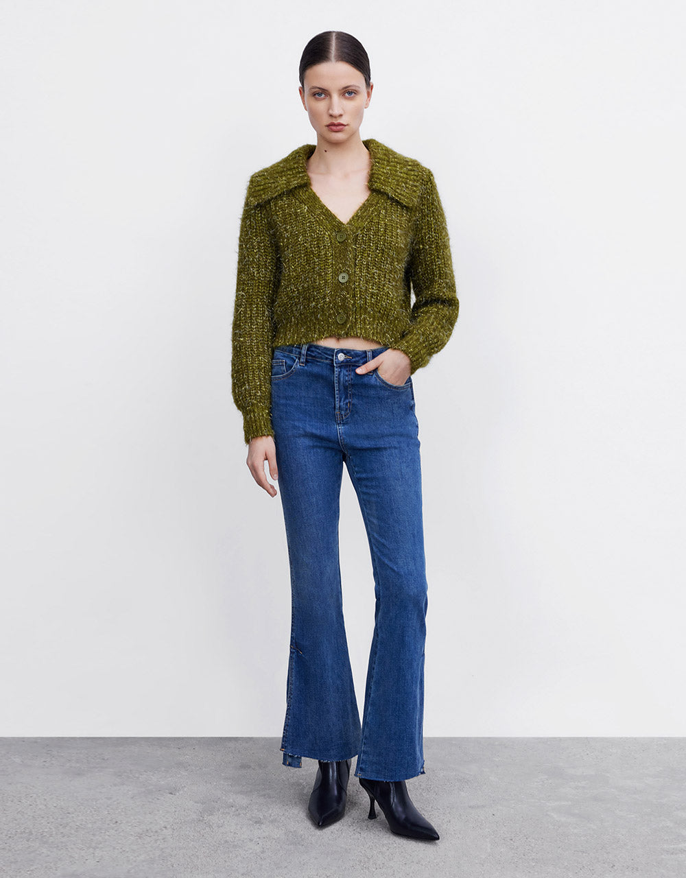 Slit Hem Flare Jeans
