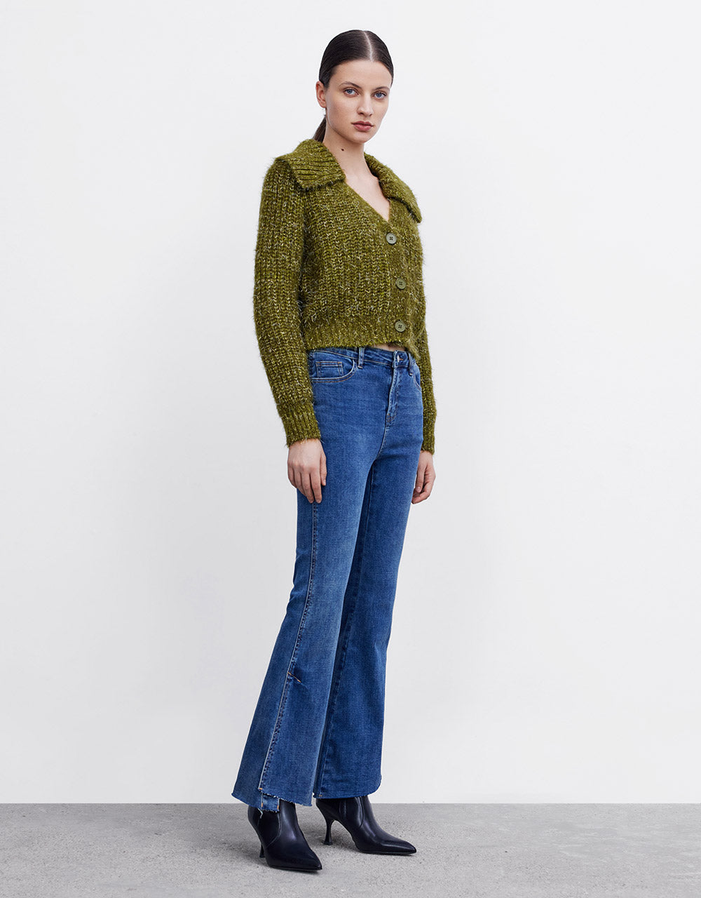 Slit Hem Flare Jeans