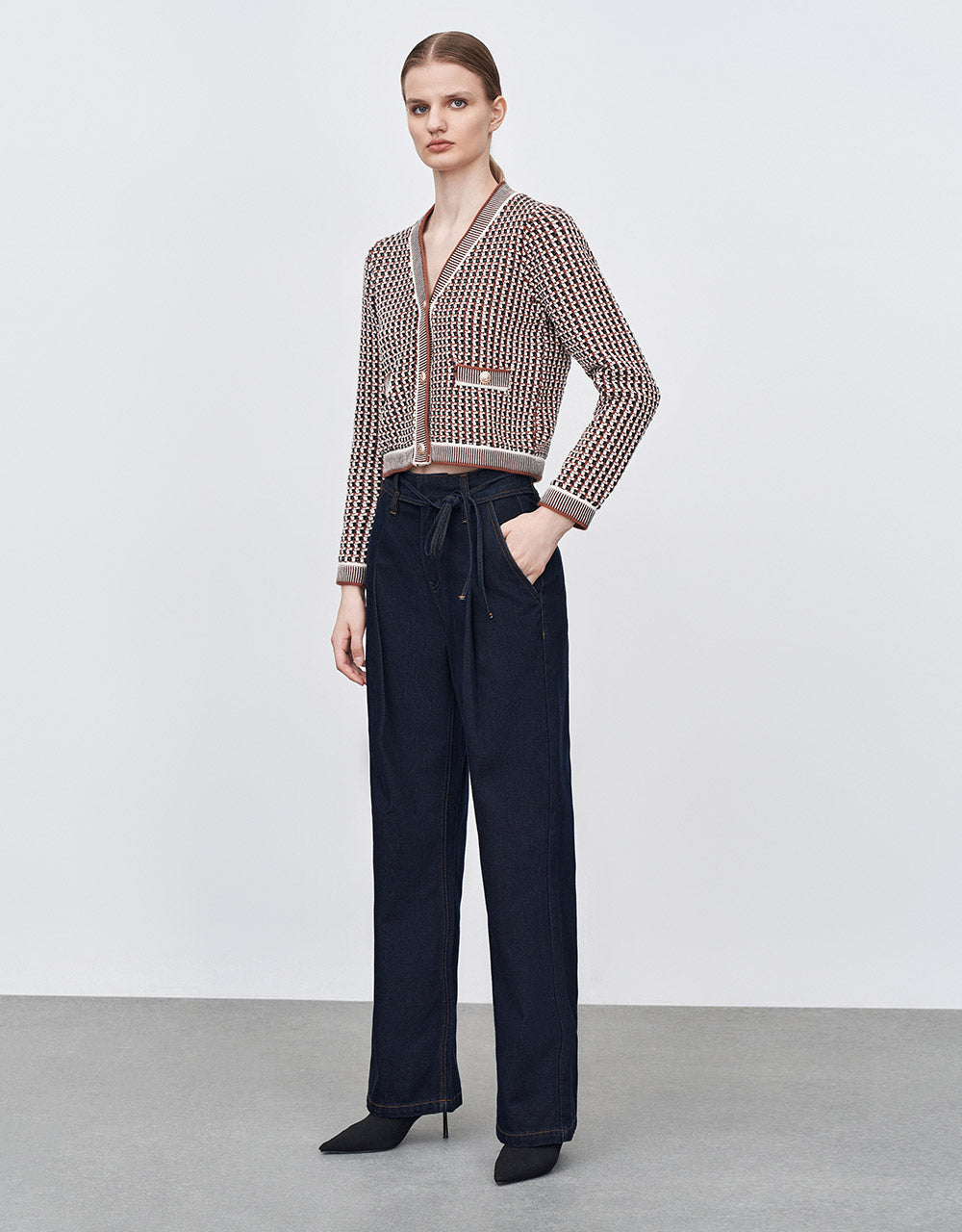 Contrast Stitch Wide Leg Jeans