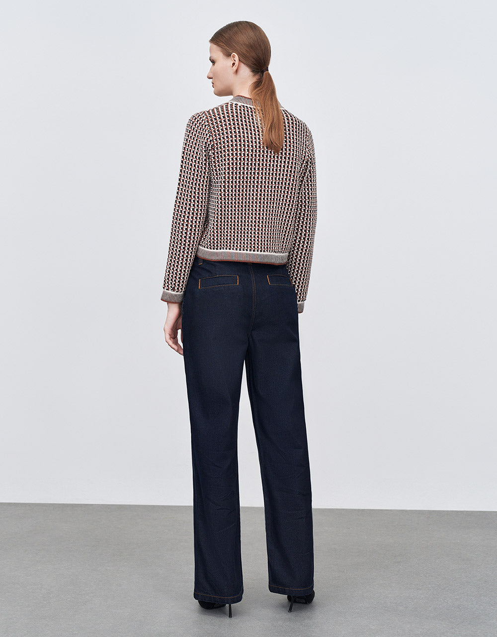 Contrast Stitch Wide Leg Jeans