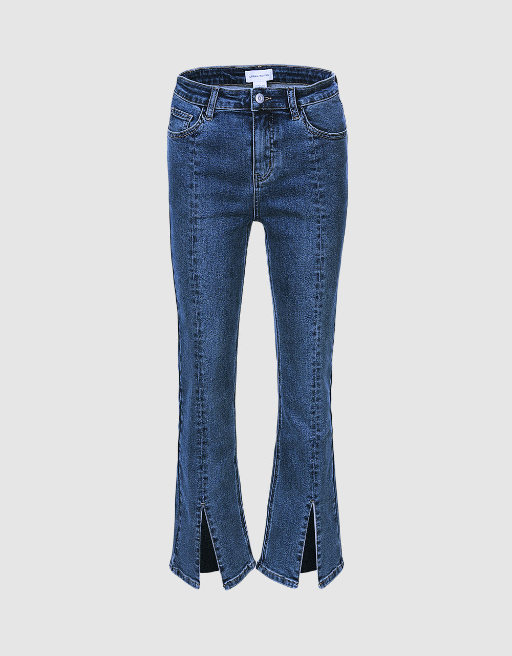 Slit Hem Straight Jeans