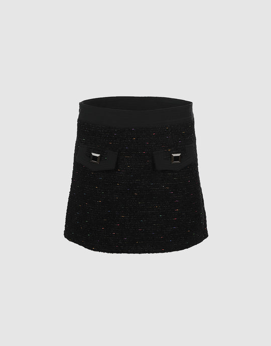 Fake Pocket Mini Skirt