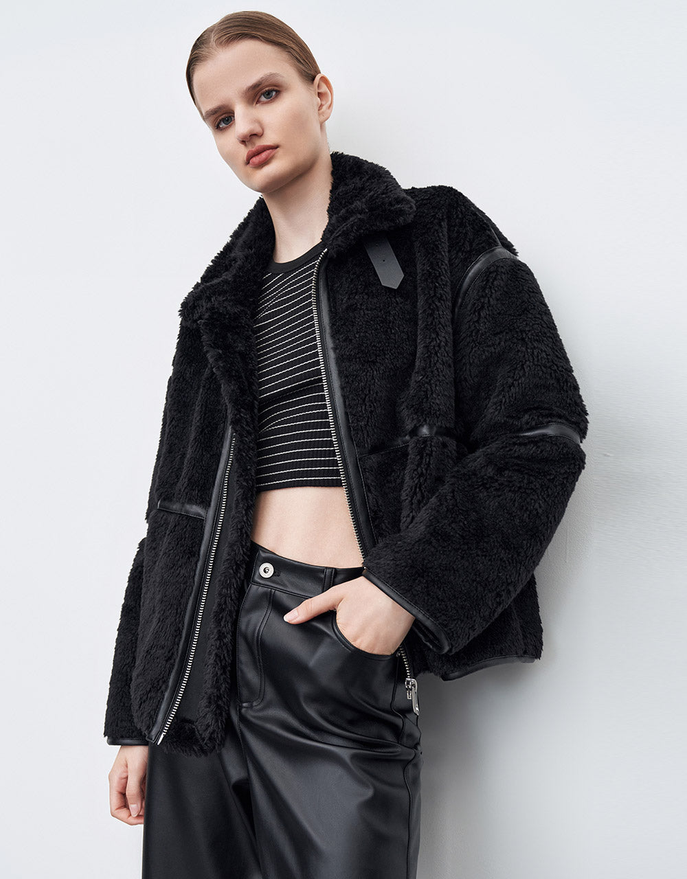 Contrast Stitch Teddy Jacket