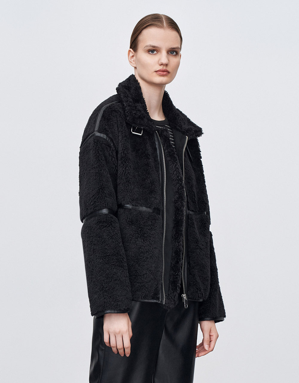 Contrast Stitch Teddy Jacket