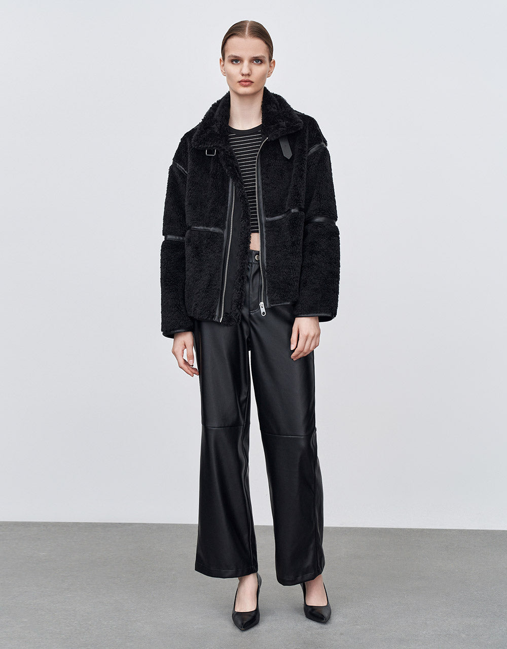 Contrast Stitch Teddy Jacket