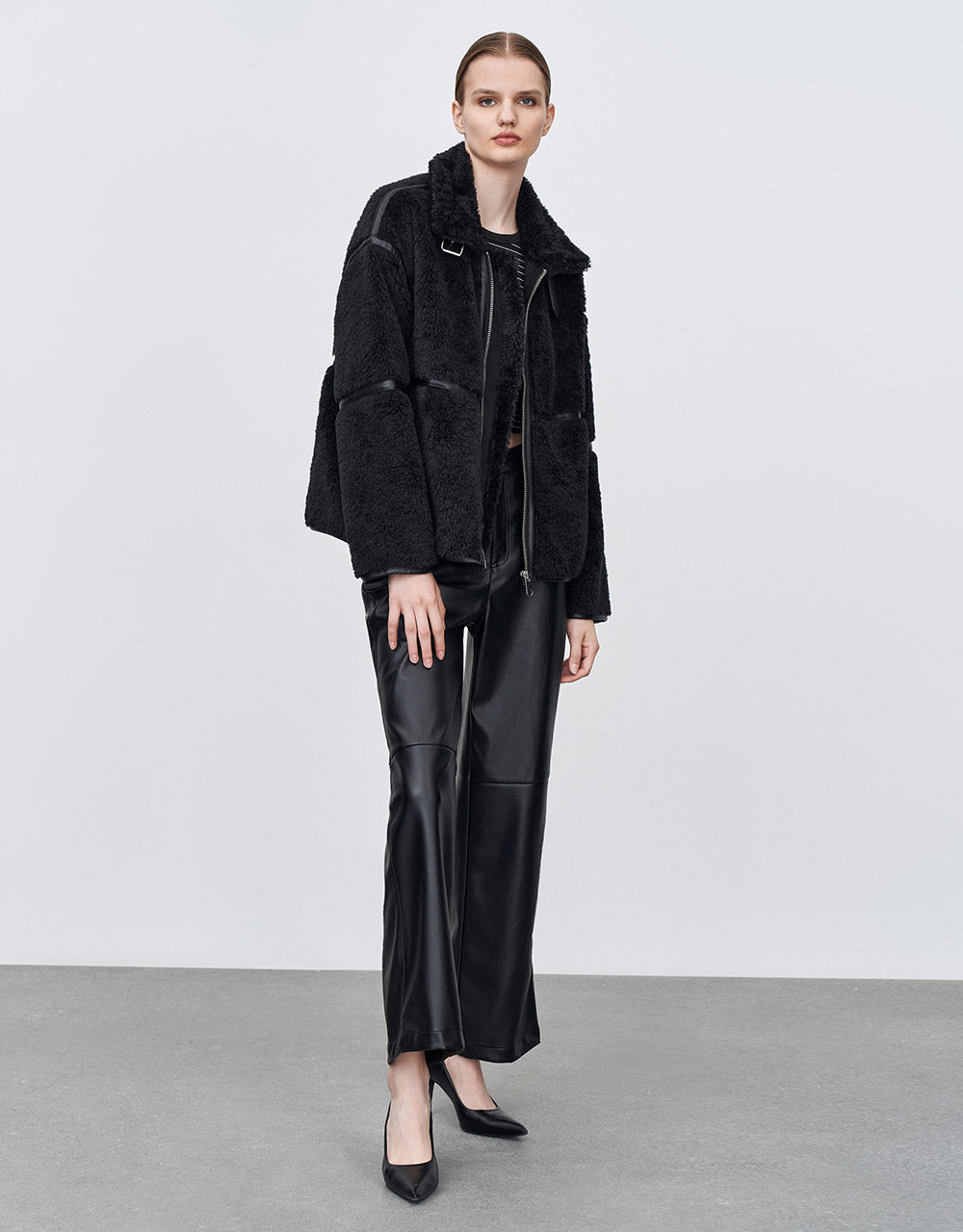 Contrast Stitch Teddy Jacket